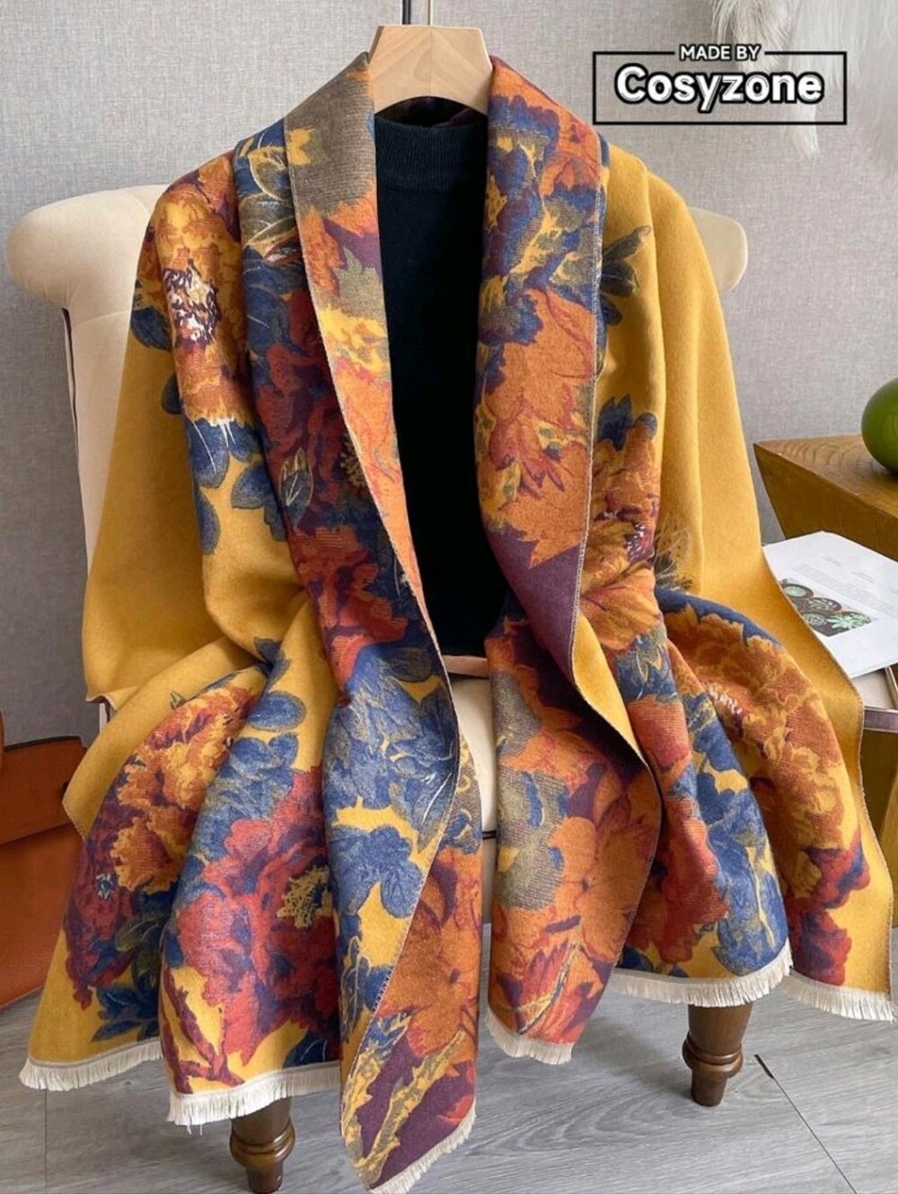 Women's Floral Yellow Shawl Scarf